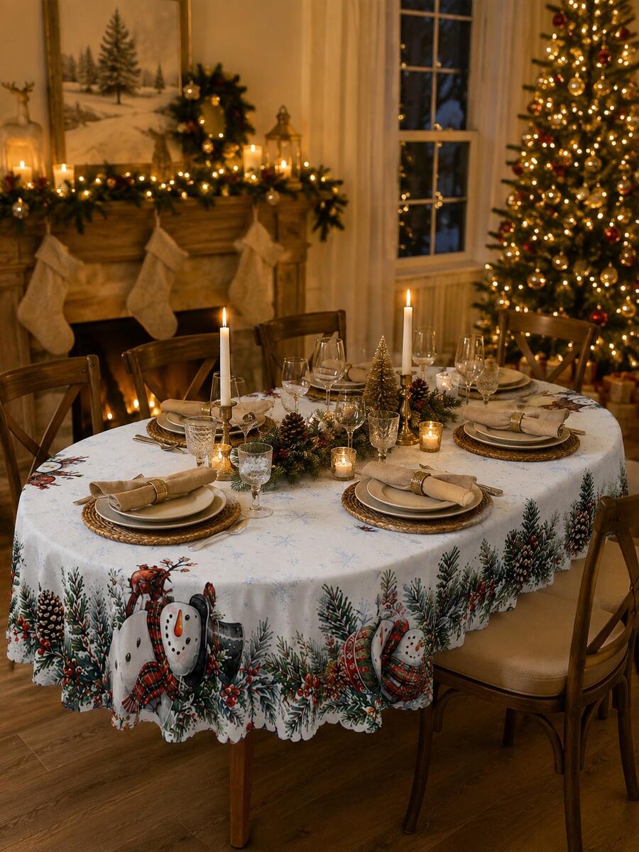 Christmas Snowy Village Print Tablecloth – gallery image 23