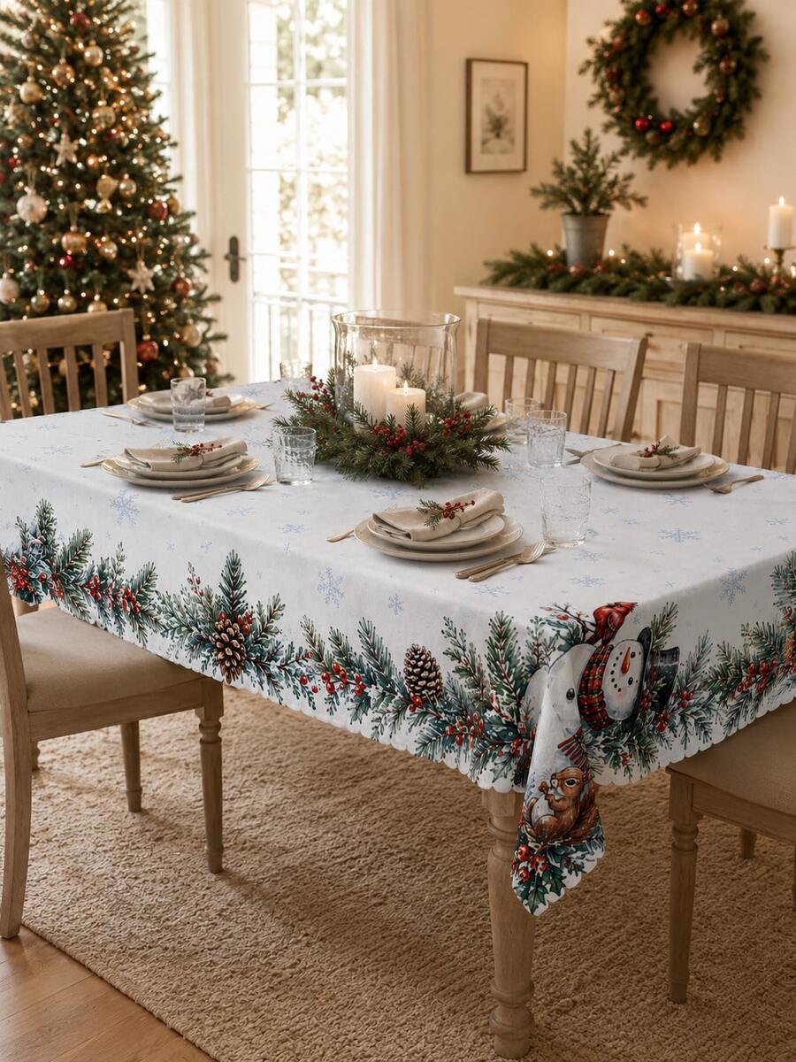 Christmas Snowy Village Print Tablecloth – gallery image 20