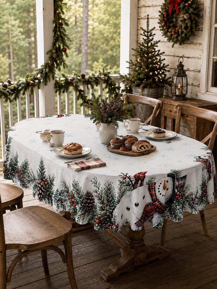 Christmas Snowy Village Print Tablecloth – gallery image 25