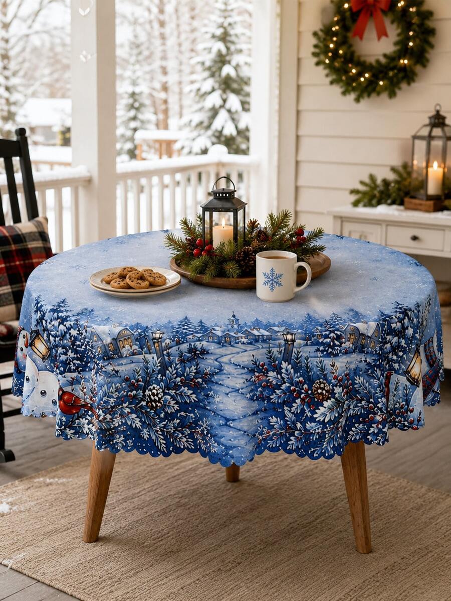 Christmas Snowy Village Print Tablecloth – gallery image 8