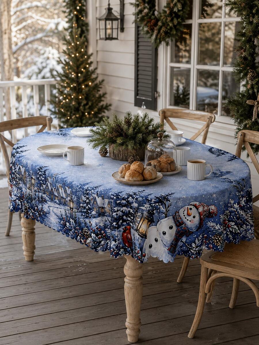 Christmas Snowy Village Print Tablecloth – gallery image 7