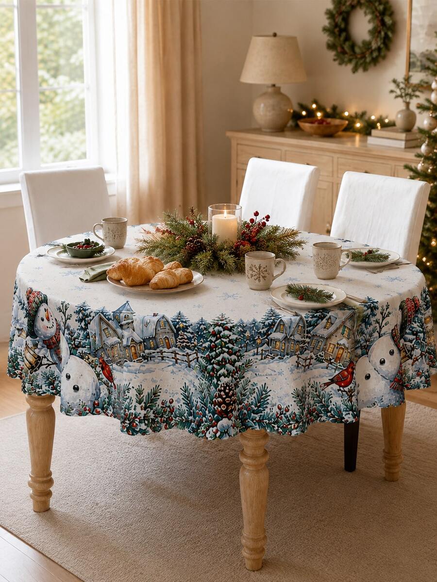 Christmas Snowy Village Print Tablecloth – gallery image 28