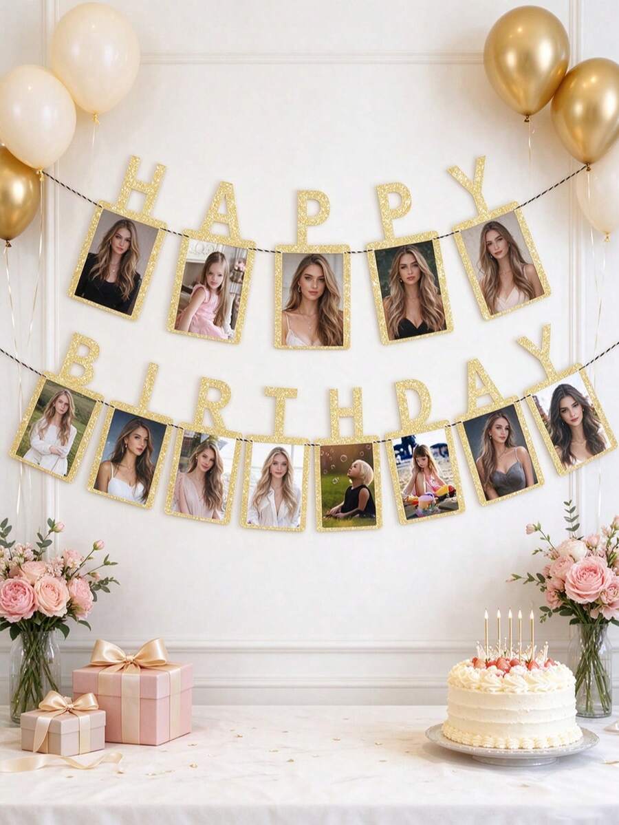 Gold Milestone Birthday Photo Banner – 18th to 50th – product image 5