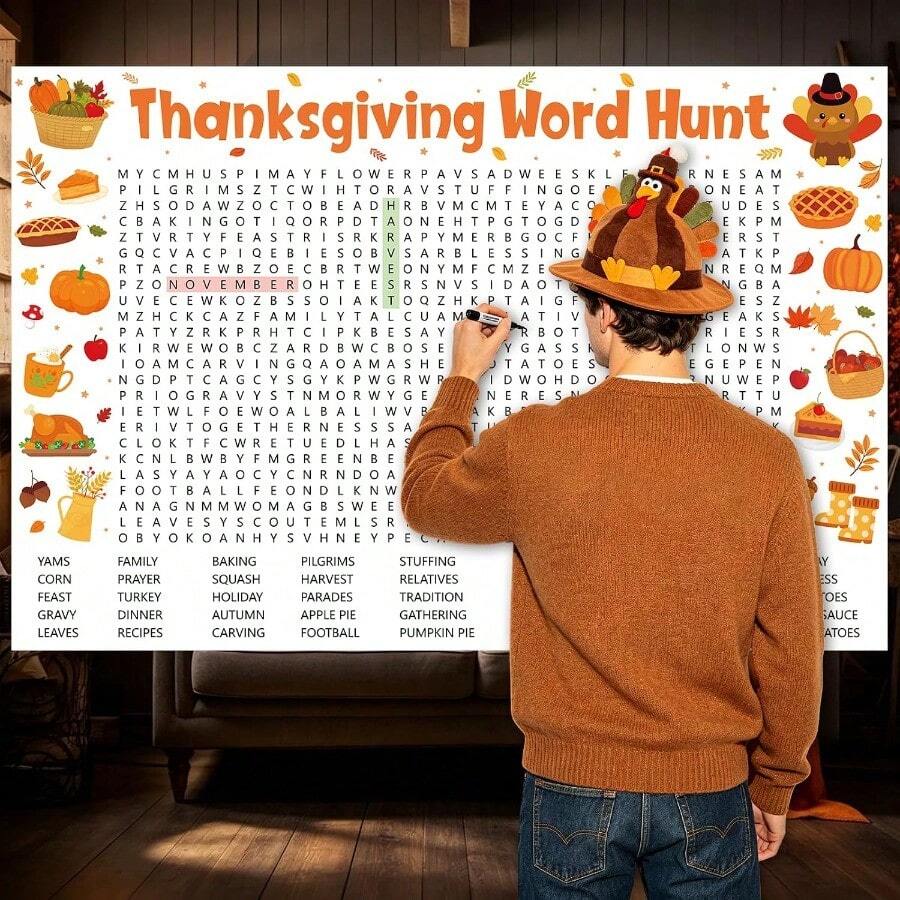 Thanksgiving Word Search Game Poster 24 x 36 Inches - product view 1