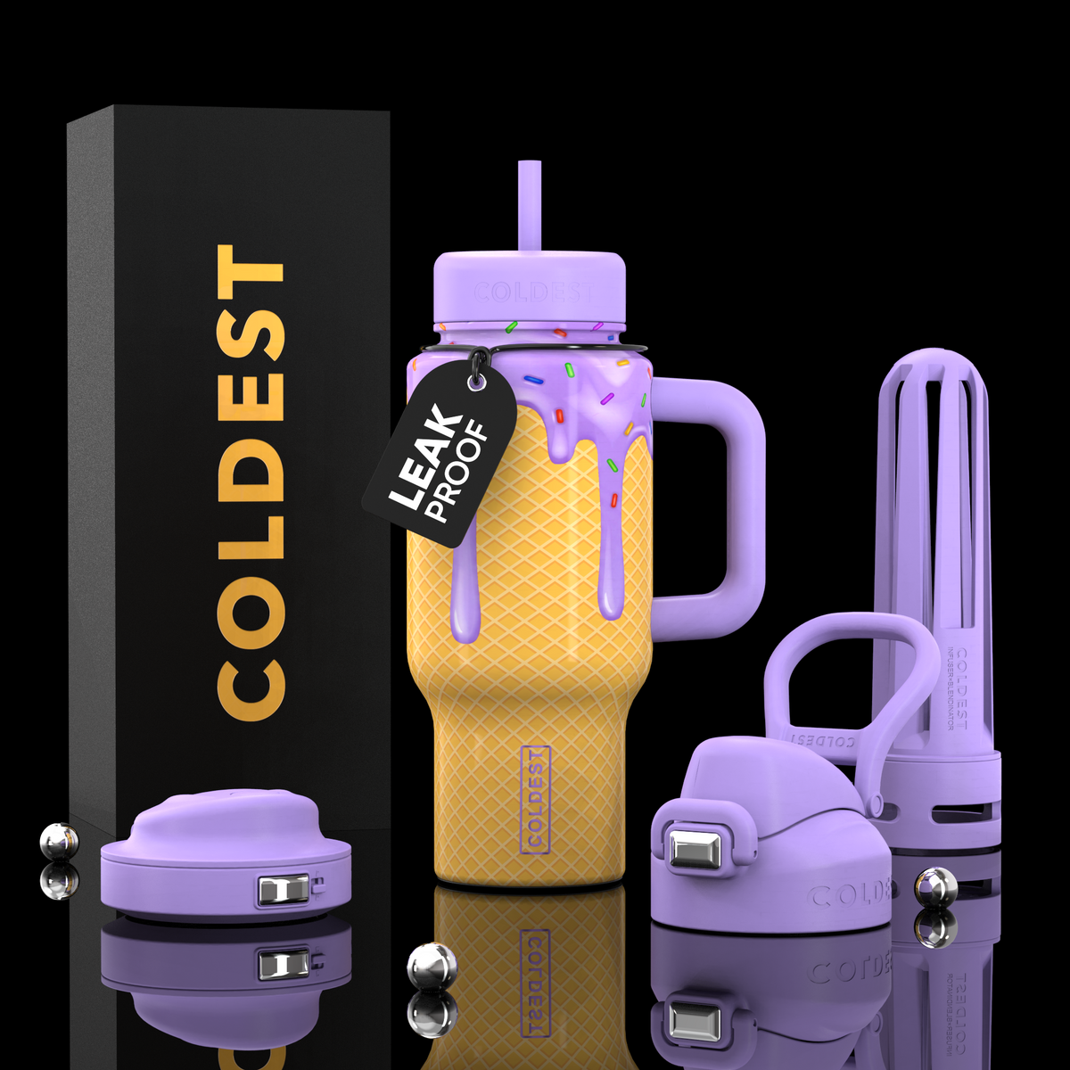 COLDEST 24oz Limitless Ultra v8 water bottle – I Love Icecream design