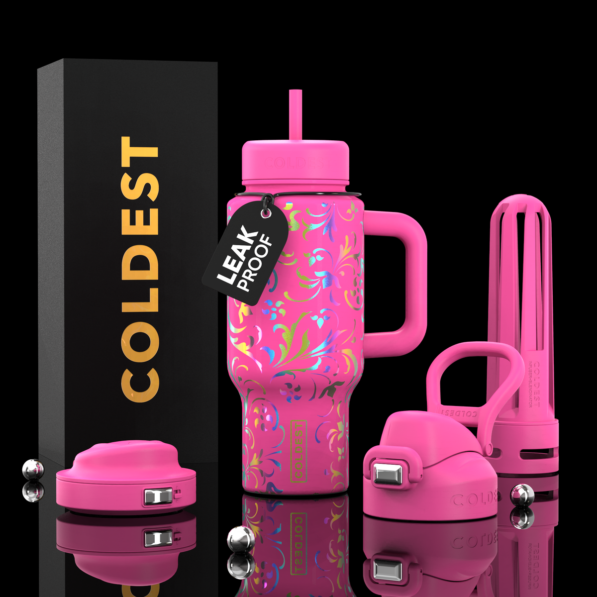 COLDEST 24oz Limitless Ultra v8 water bottle – Pink Moonlight Floral design