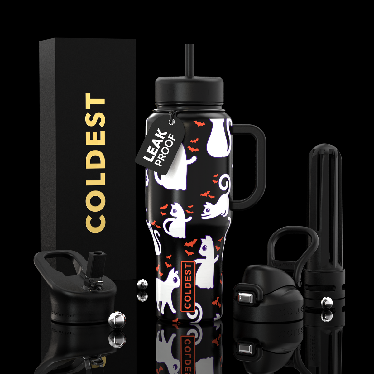 COLDEST 36oz Limitless Ultra v8 water bottle – Bats and Cats design