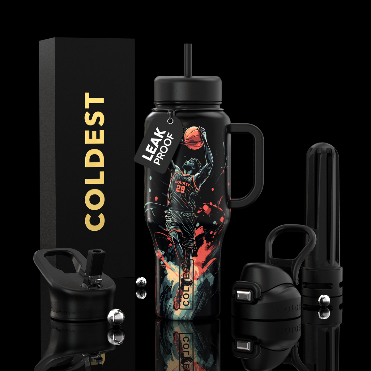COLDEST 36oz Limitless Ultra v8 water bottle – featured design product photo