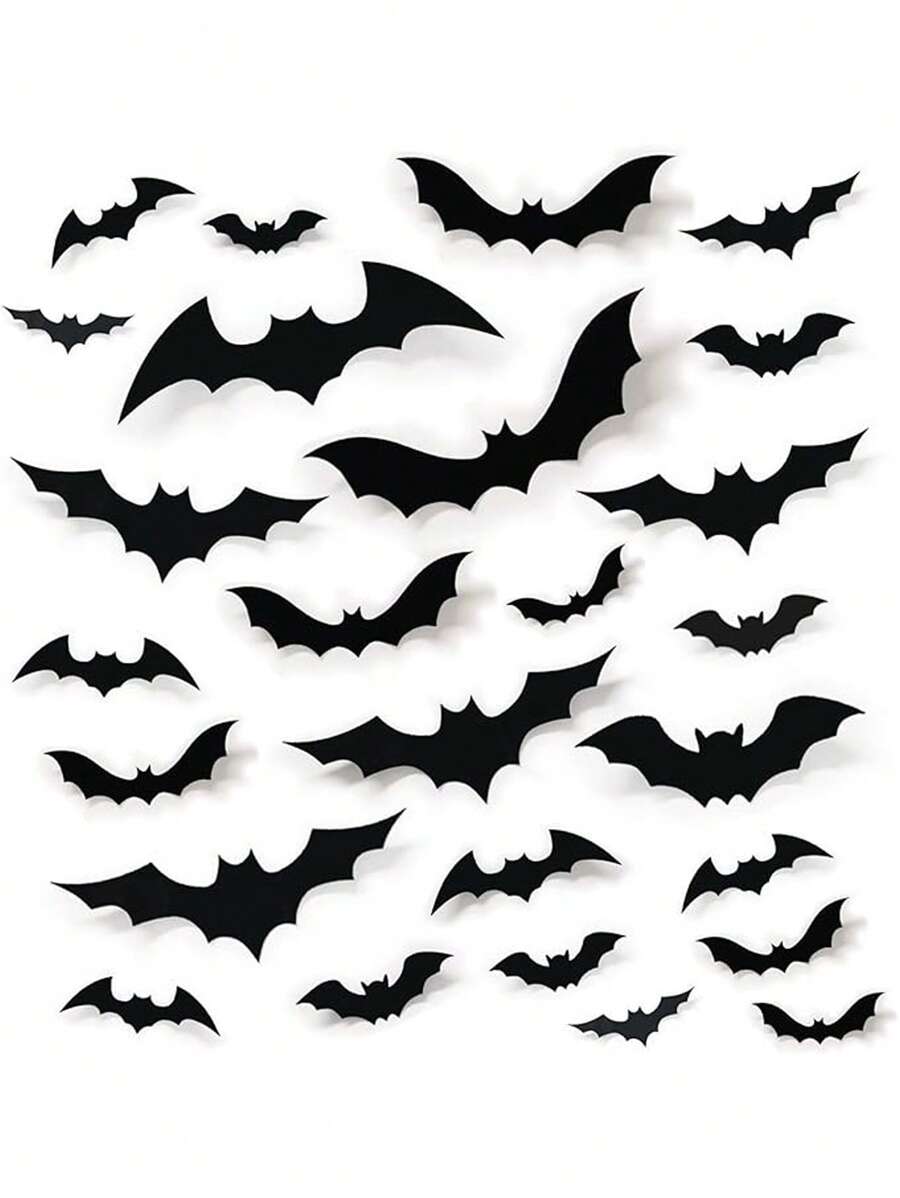 3D Halloween Bat Wall Stickers – 16 to 96 Pieces