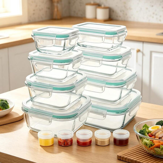 TUMATICLY 13-Piece Glass Food Storage Container Set
