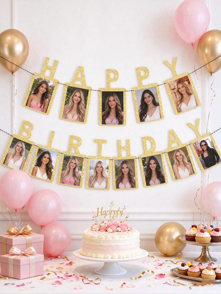 Gold Milestone Birthday Photo Banner – 18th to 50th